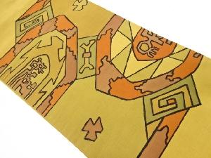 手織り紬　抽象模様名古屋帯